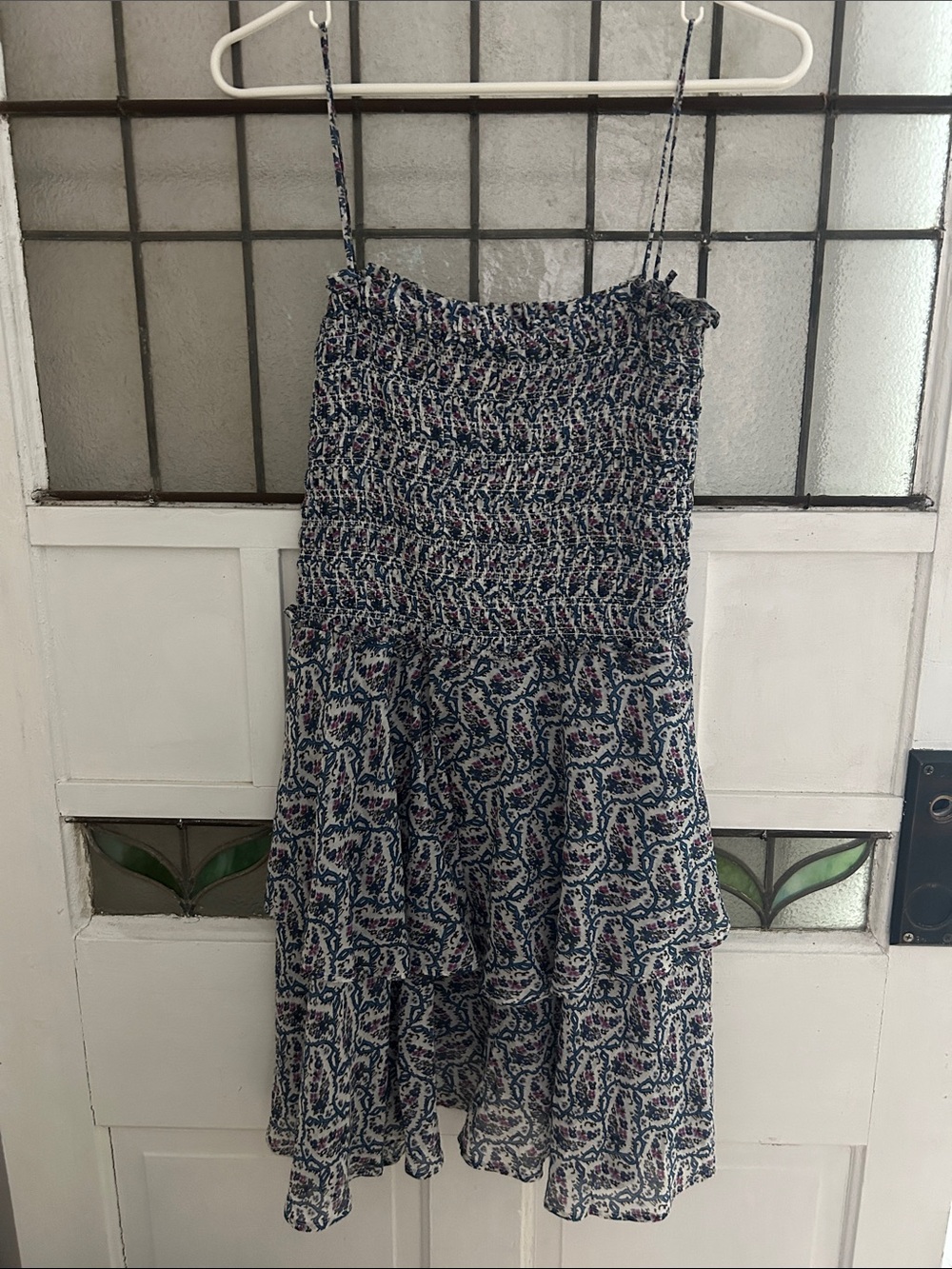 Isabel Marant Étoile Ecru Floral Tiered Ruffle Cotton Sundress